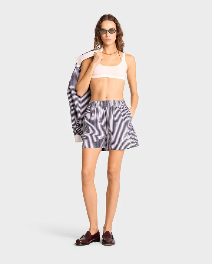 Sporty and Rich Shirting Women Vendome Poplin Short 8211 Navy StripeWhite