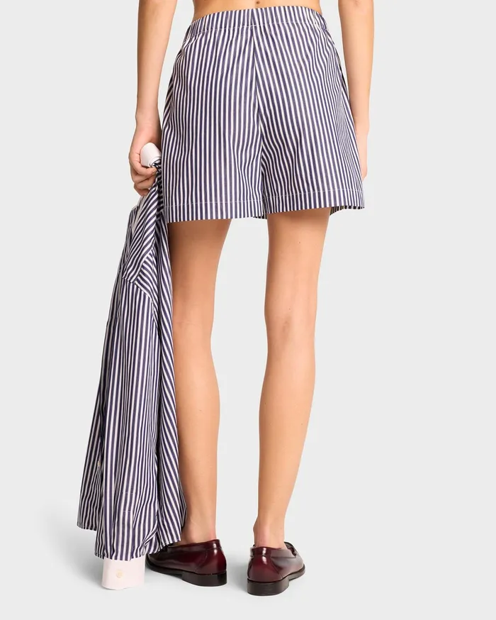 Sporty and Rich Shirting Women Vendome Poplin Short 8211 Navy StripeWhite