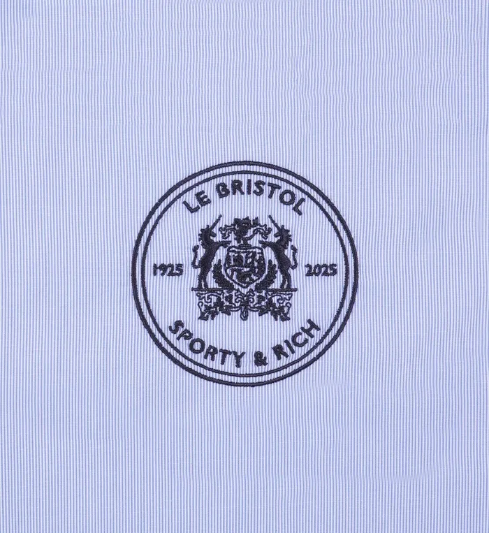 Sporty and Rich Shirts Men Bristol Crest Oversized Shirt 8211 WhiteNavy Stripe