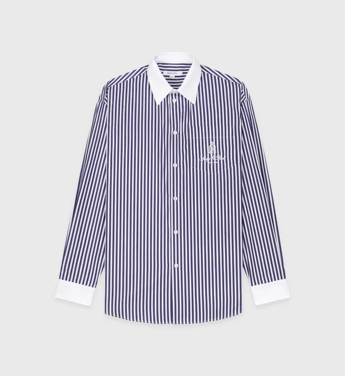 Sporty and Rich Shirts Men Vendome Oversized Shirt 8211 Navy StripeWhite