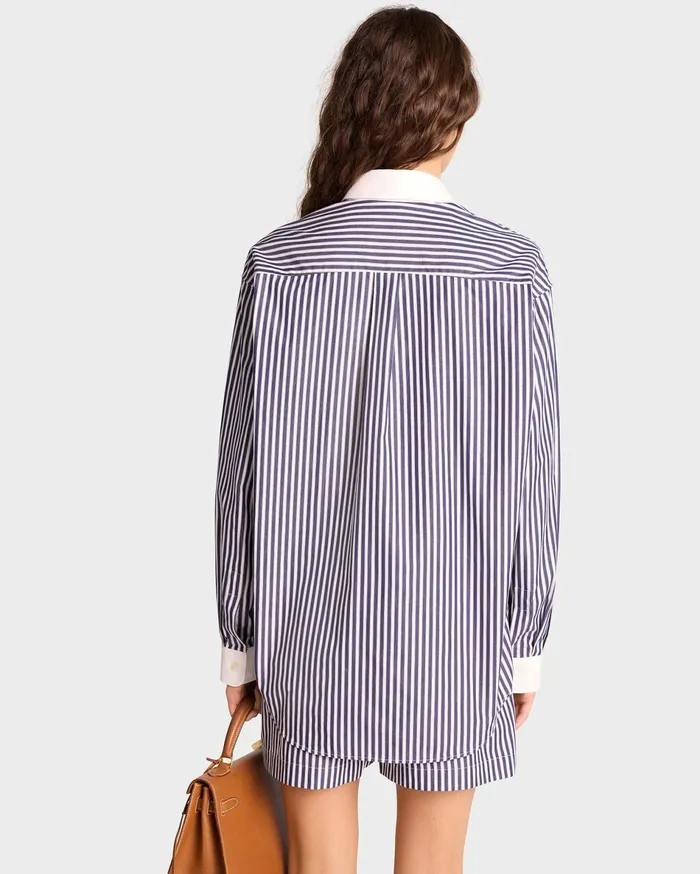 Sporty and Rich Shirts Men Vendome Oversized Shirt 8211 Navy StripeWhite