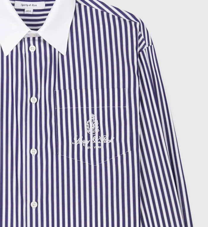 Sporty and Rich Shirts Men Vendome Oversized Shirt 8211 Navy StripeWhite