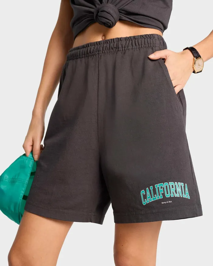 Sporty and Rich Shorts Women California Gym Short 8211 Faded BlackSpring Green