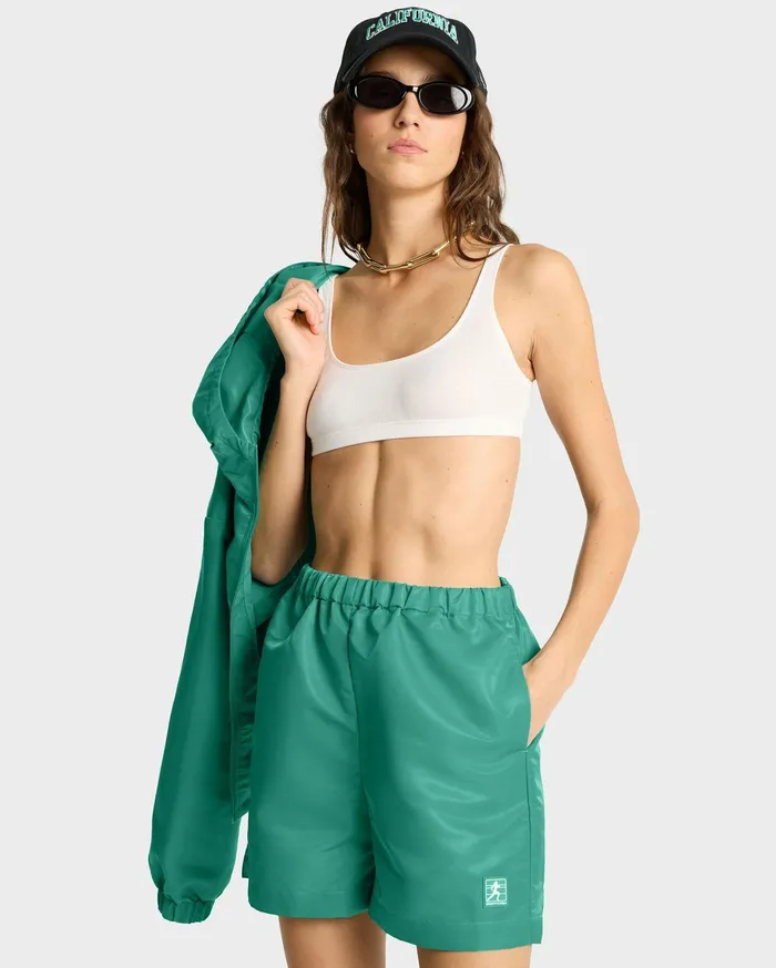 Sporty and Rich Shorts Women Running Woman Nylon Short 8211 Spring GreenWhite