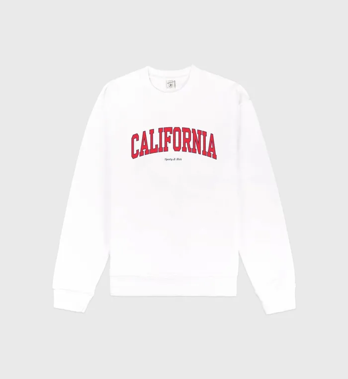 Sporty and Rich Sweatshirts Women California Crewneck 8211 WhiteBright Red
