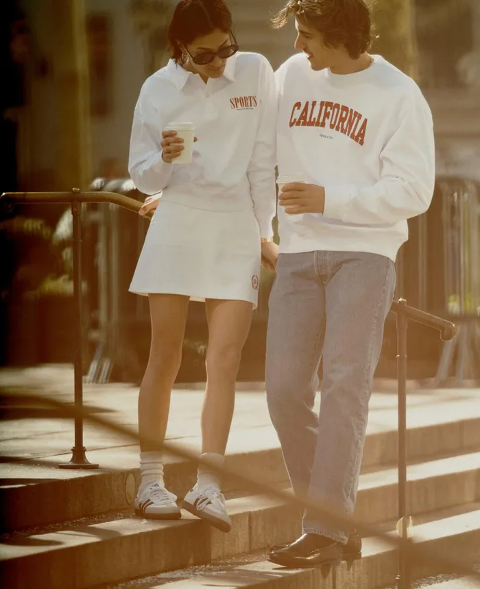 Sporty and Rich Sweatshirts Women California Crewneck 8211 WhiteBright Red