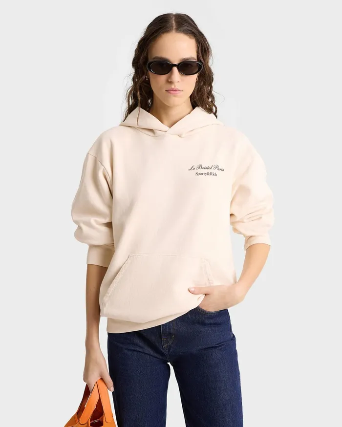 Sporty and Rich Sweatshirts Women Faubourg Hoodie 8211 CreamChocolate