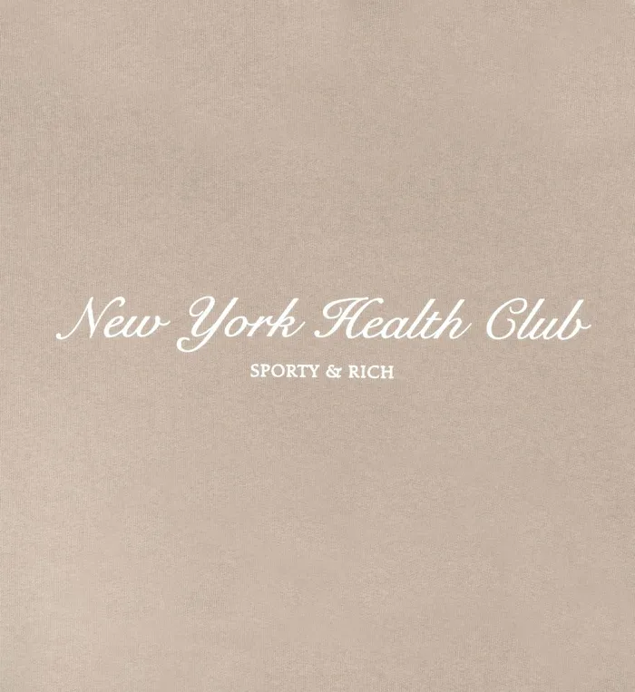 Sporty and Rich Sweatshirts Women NY Health Club Cropped Hoodie 8211 ElephantWhite