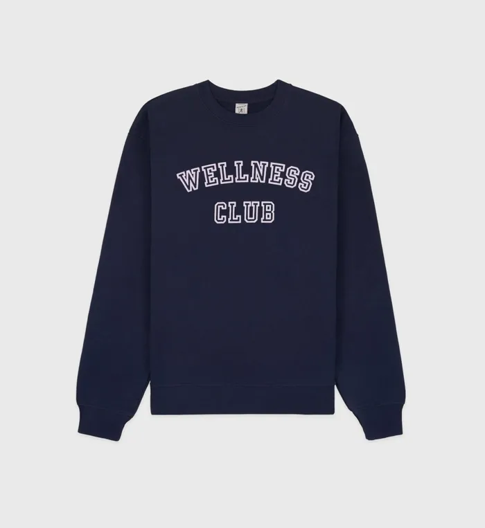 Sporty and Rich Sweatshirts Women Wellness Club Crewneck 8211 NavyWhite
