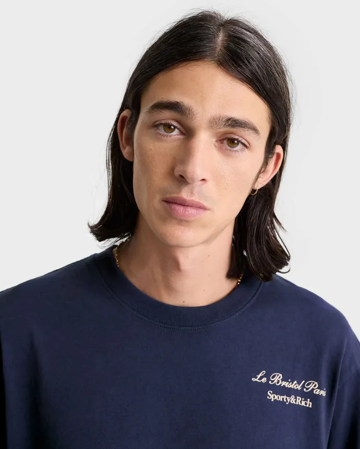 Sporty and Rich TShirts Men Faubourg TShirt 8211 NavyWhite