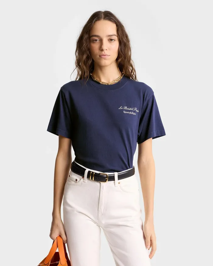 Sporty and Rich TShirts Men Faubourg TShirt 8211 NavyWhite