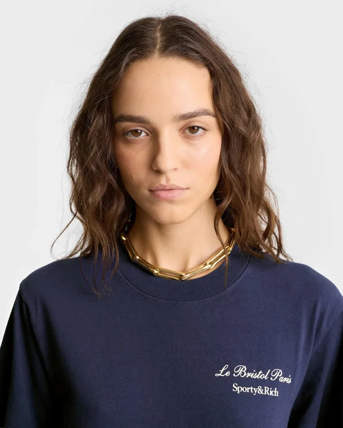 Sporty and Rich TShirts Men Faubourg TShirt 8211 NavyWhite