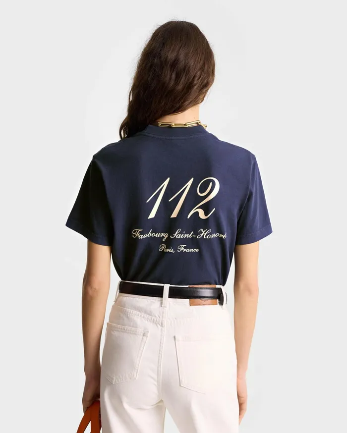 Sporty and Rich TShirts Men Faubourg TShirt 8211 NavyWhite