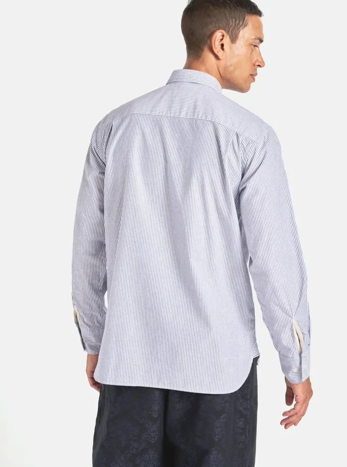 Square Pocket Shirt In Navy Security Stripe Cotton Men Universal Works Shirts