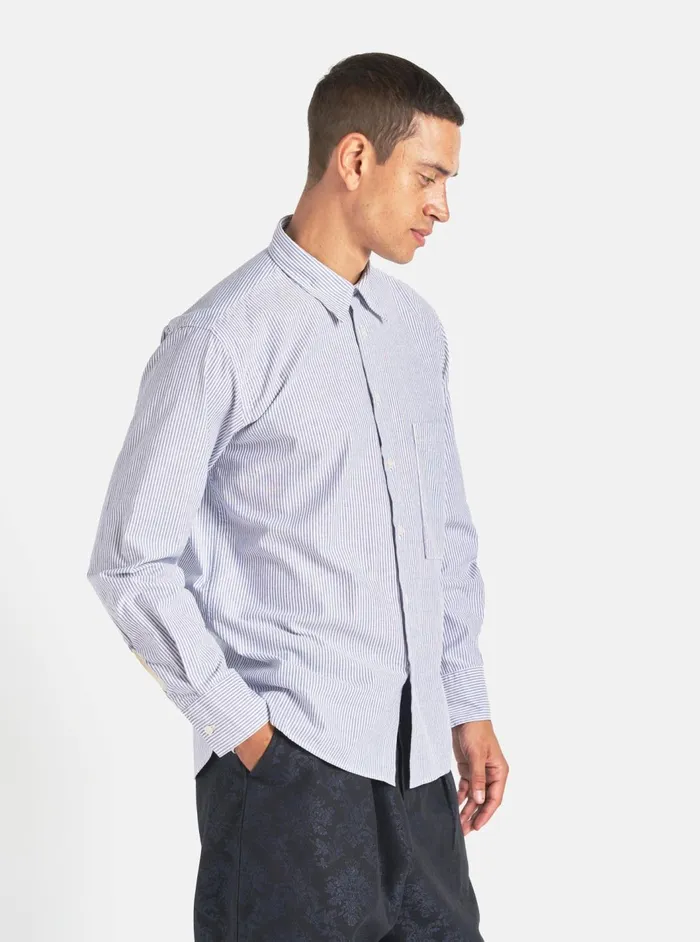 Square Pocket Shirt In Navy Security Stripe Cotton Men Universal Works Shirts