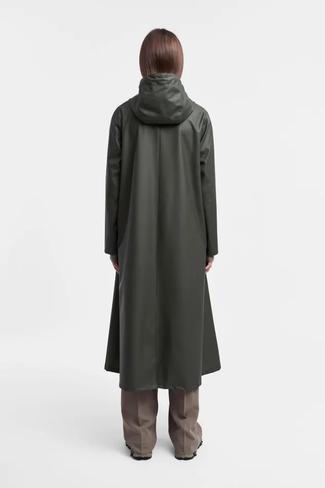 Stutterheim Mosebacke Long Lightweight Zip Raincoat Green Women Long Raincoats