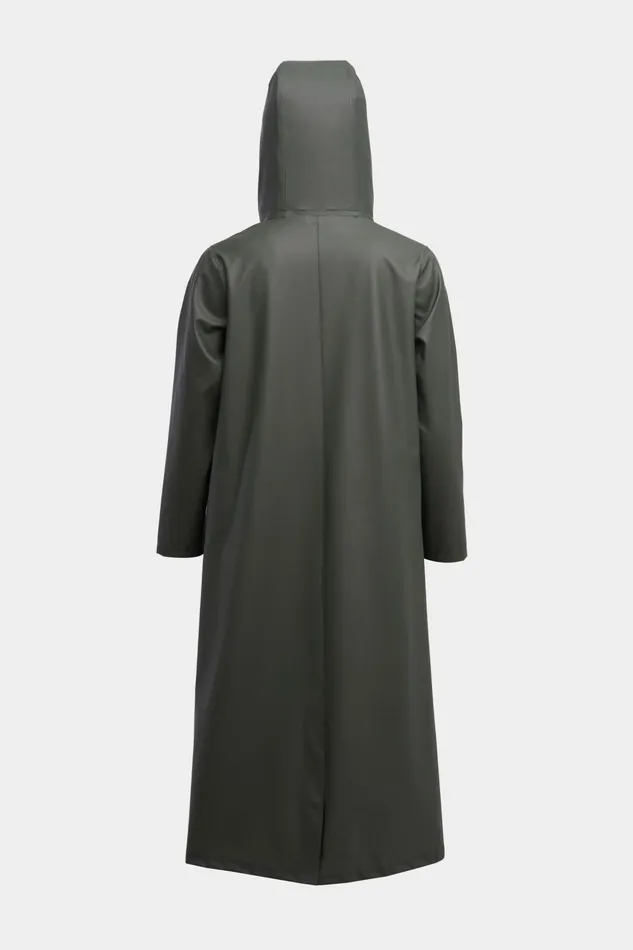 Stutterheim Mosebacke Long Lightweight Zip Raincoat Green Women Long Raincoats