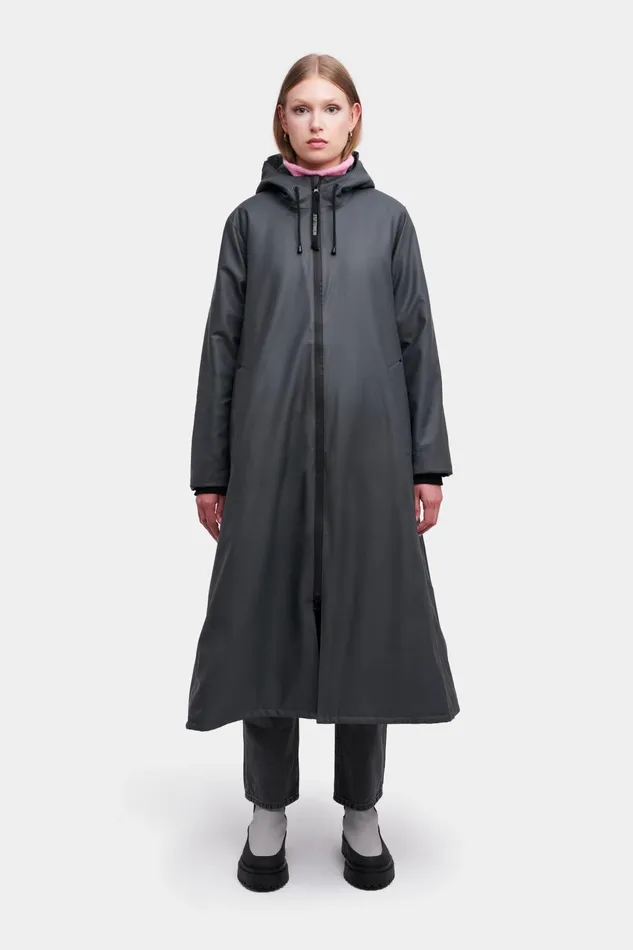 Stutterheim Mosebacke Long Winter Jacket Charcoal Women Long Raincoats
