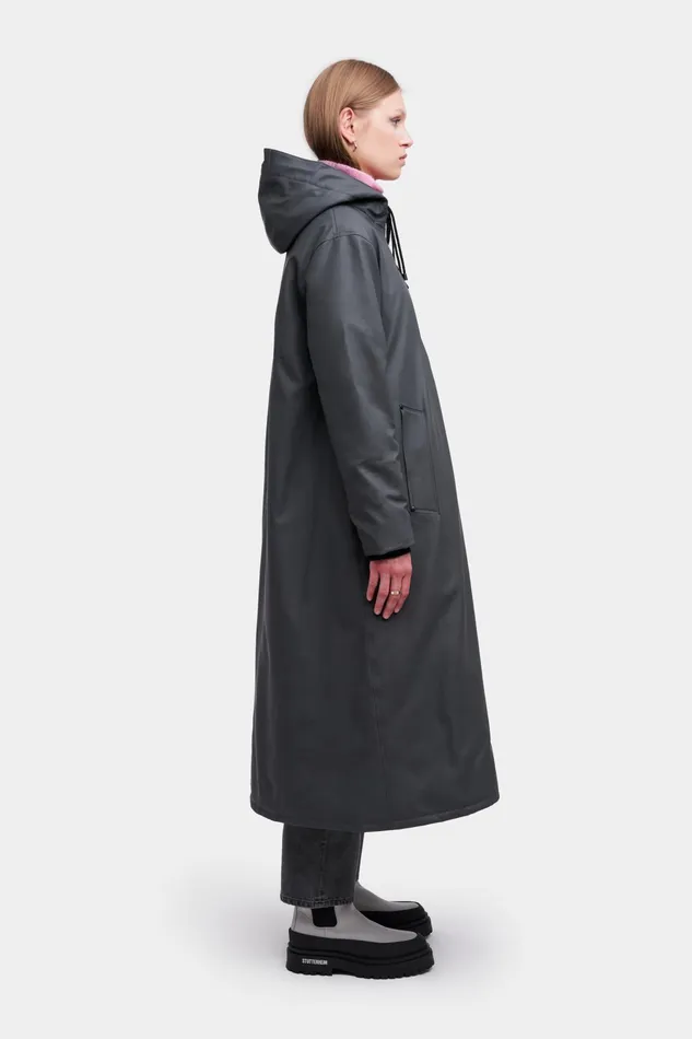 Stutterheim Mosebacke Long Winter Jacket Charcoal Women Long Raincoats