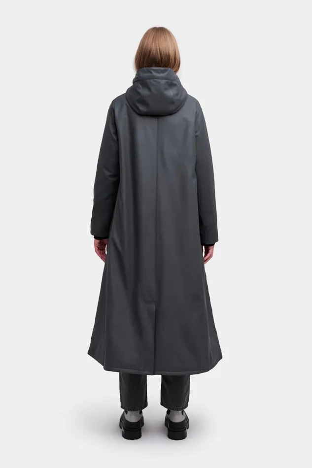Stutterheim Mosebacke Long Winter Jacket Charcoal Women Long Raincoats
