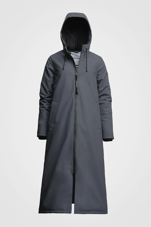 Stutterheim Mosebacke Long Winter Jacket Charcoal Women Long Raincoats