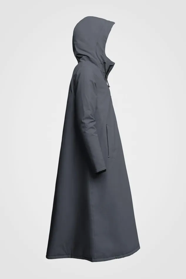 Stutterheim Mosebacke Long Winter Jacket Charcoal Women Long Raincoats