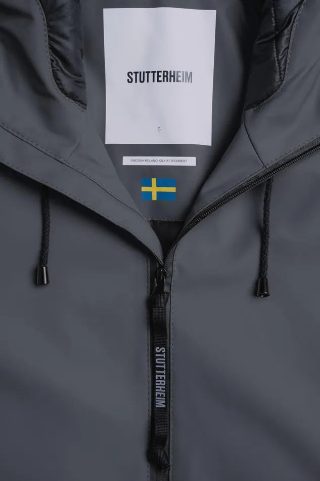 Stutterheim Mosebacke Long Winter Jacket Charcoal Women Long Raincoats