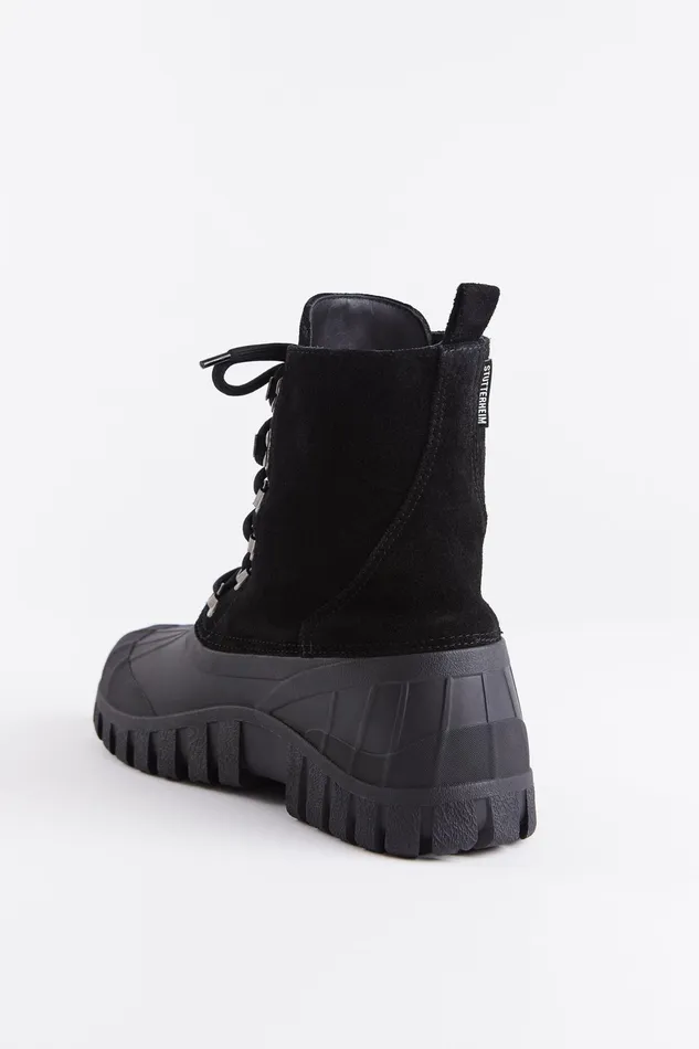 Stutterheim Patrol Boot Suede Black Women Combat Boots