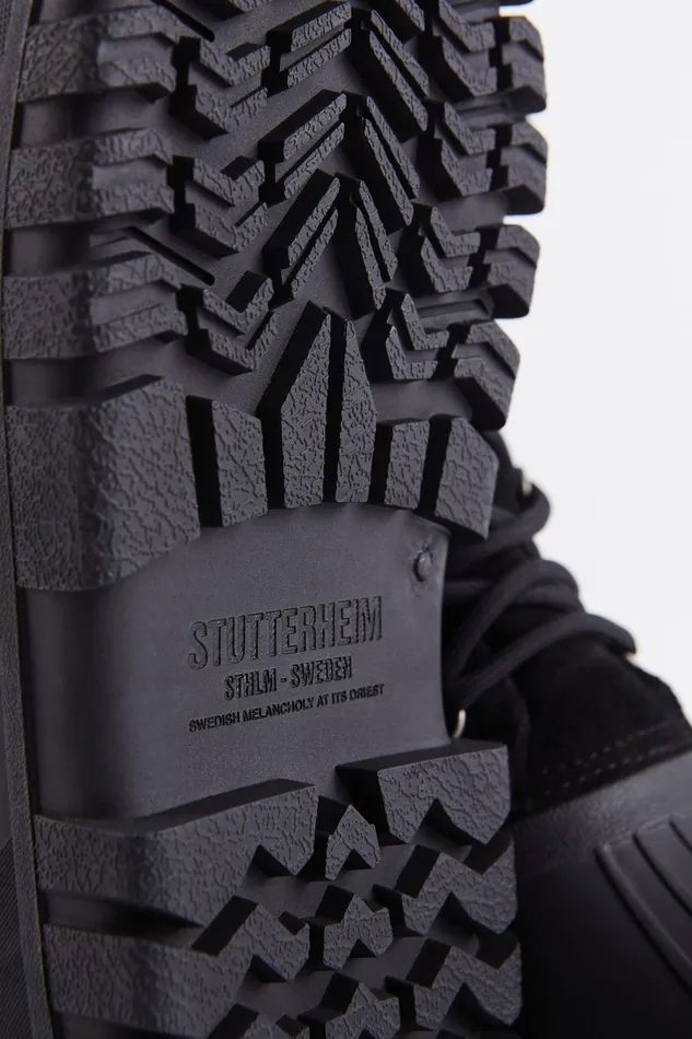 Stutterheim Patrol Boot Suede Black Women Combat Boots