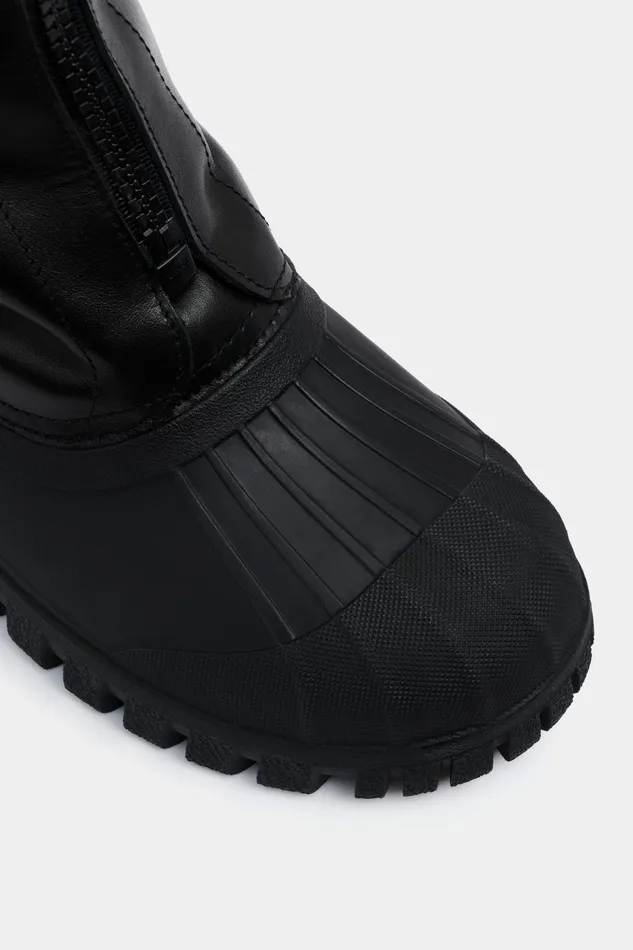 Stutterheim Patrol Zip Boot Leather Black Women Leather Boots