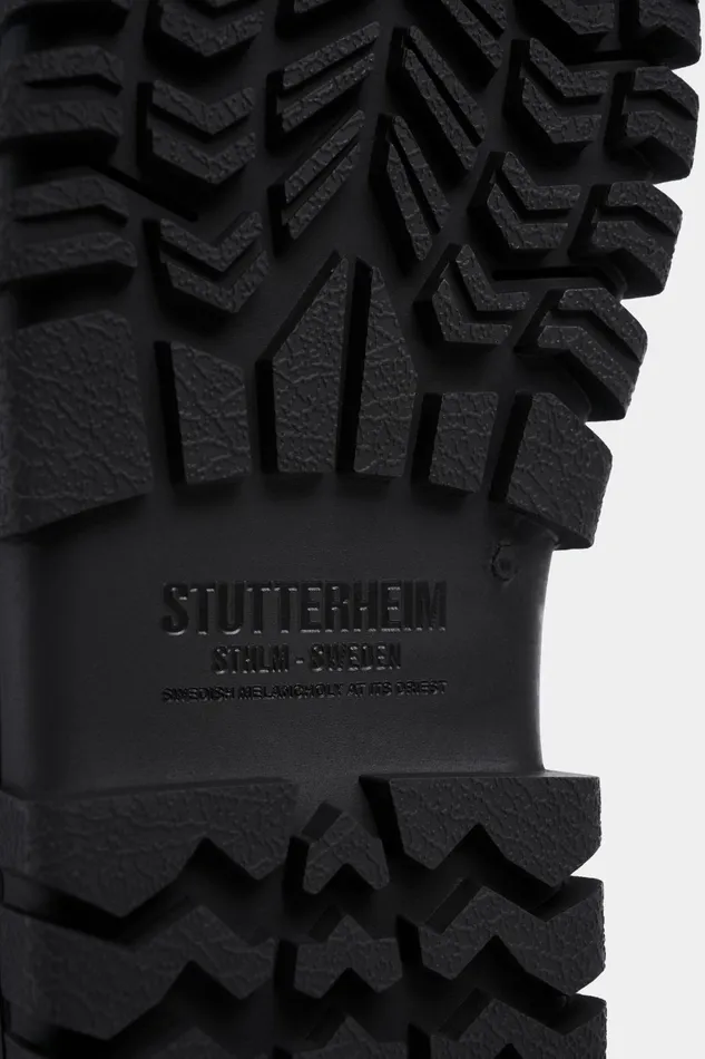 Stutterheim Patrol Zip Boot Leather Black Women Leather Boots