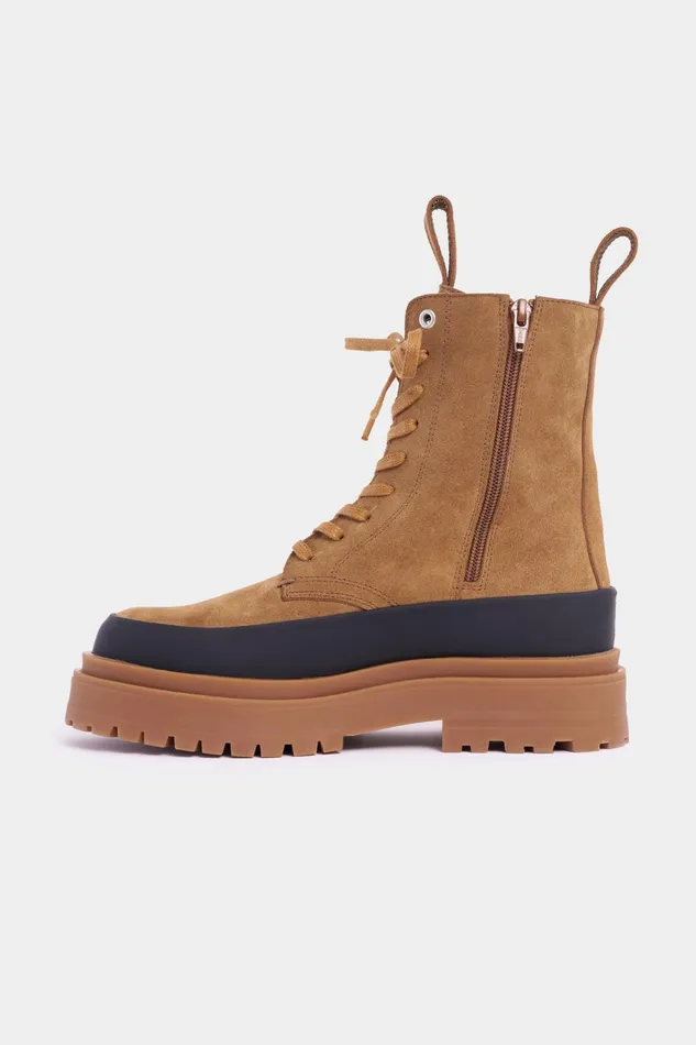Stutterheim Peace Walker Suede Tobacco Women Lace Up Boots