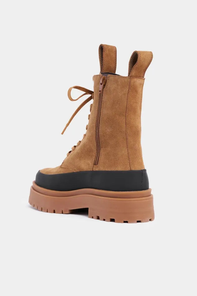 Stutterheim Peace Walker Suede Tobacco Women Lace Up Boots