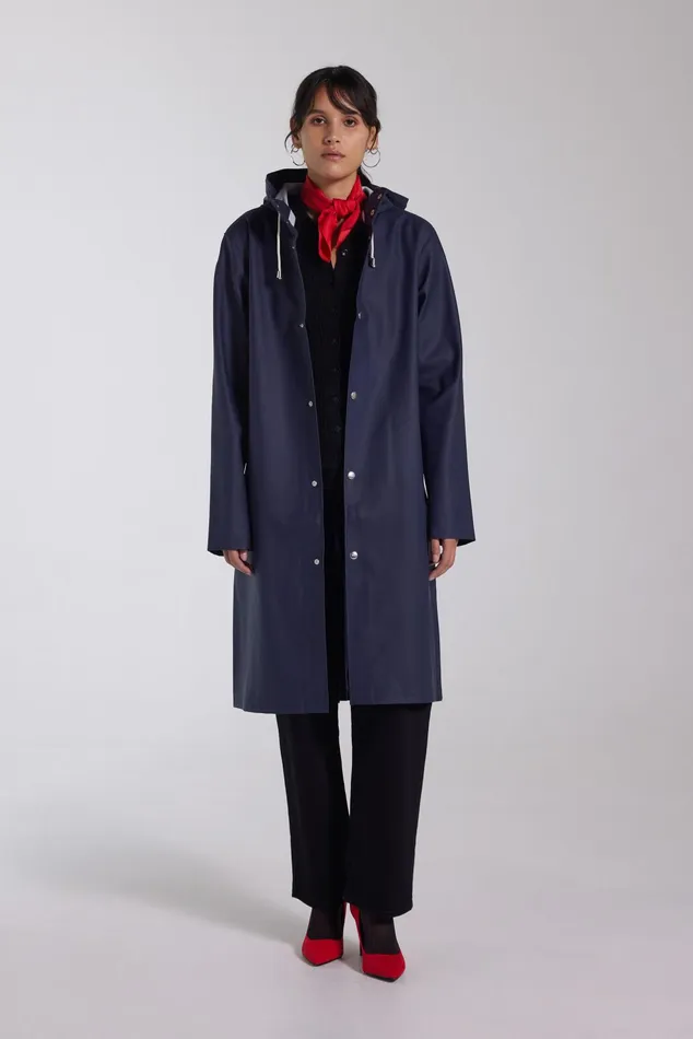 Stutterheim Stockholm Long Raincoat Navy Women Long Raincoats