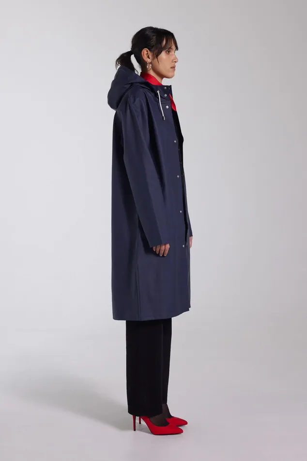 Stutterheim Stockholm Long Raincoat Navy Women Long Raincoats
