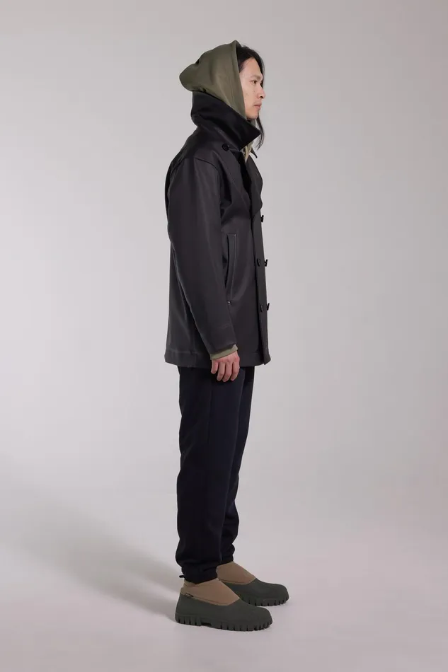 Stutterheim Tranholmen Double Breasted Raincoat Black Men Winter Coats