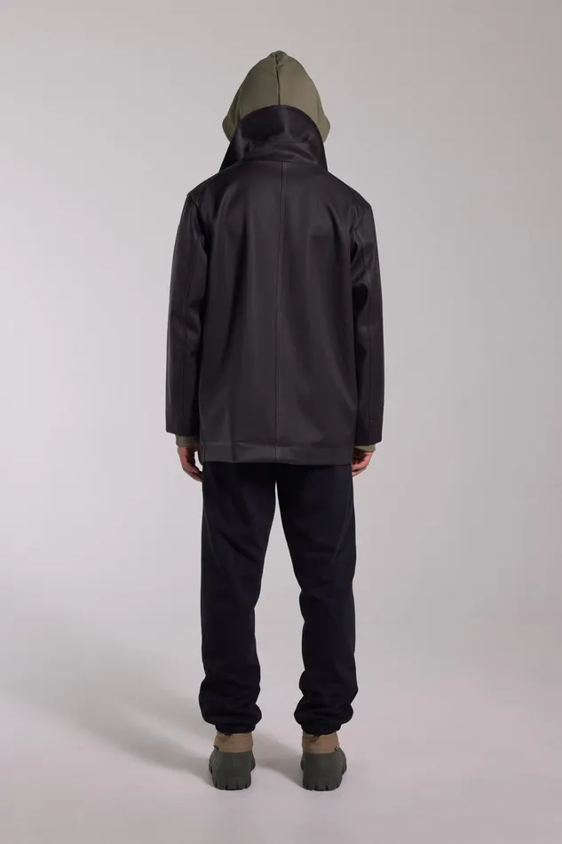 Stutterheim Tranholmen Double Breasted Raincoat Black Men Winter Coats