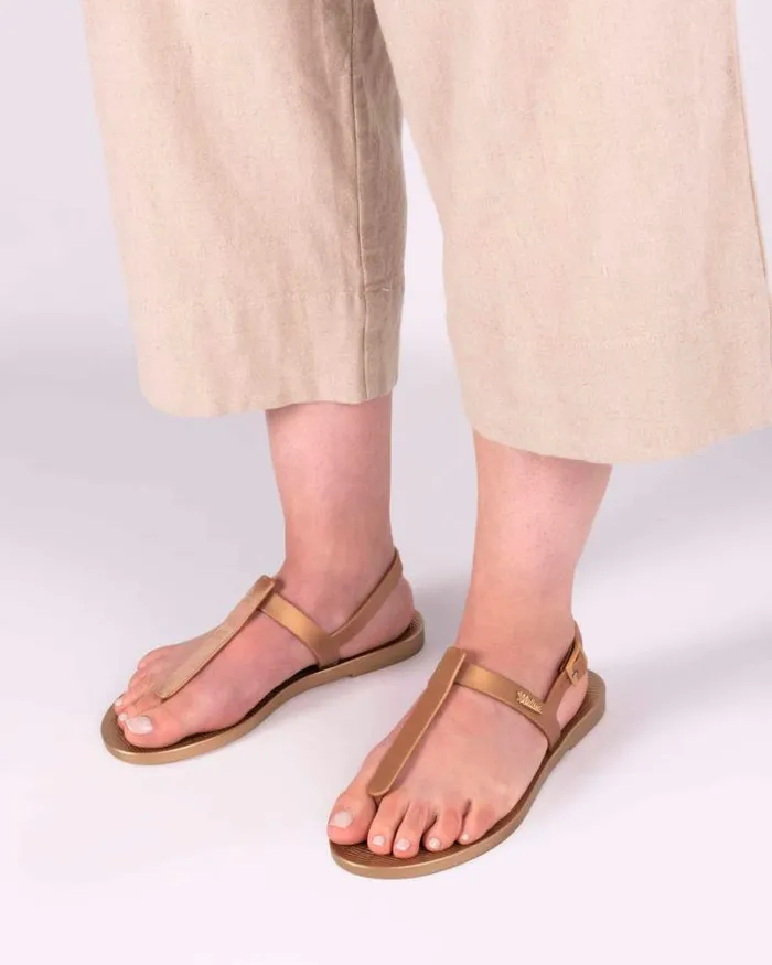 Sun Ventura Gold Metallic Women Melissa Sandals