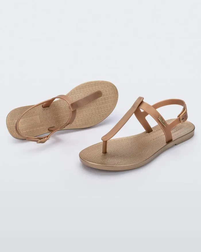 Sun Ventura Gold Metallic Women Melissa Sandals