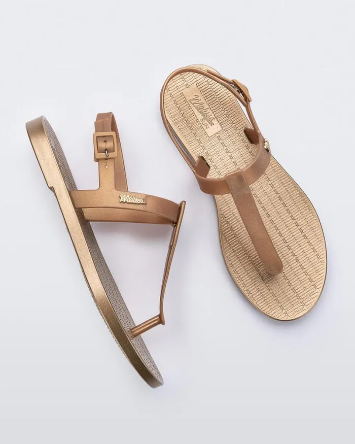 Sun Ventura Gold Metallic Women Melissa Sandals