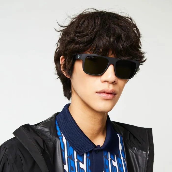 Sunglasses Men Lacoste Men039s Modified Rectangle Plant Based Resin L1212 Sunglasses Blackblue 002
