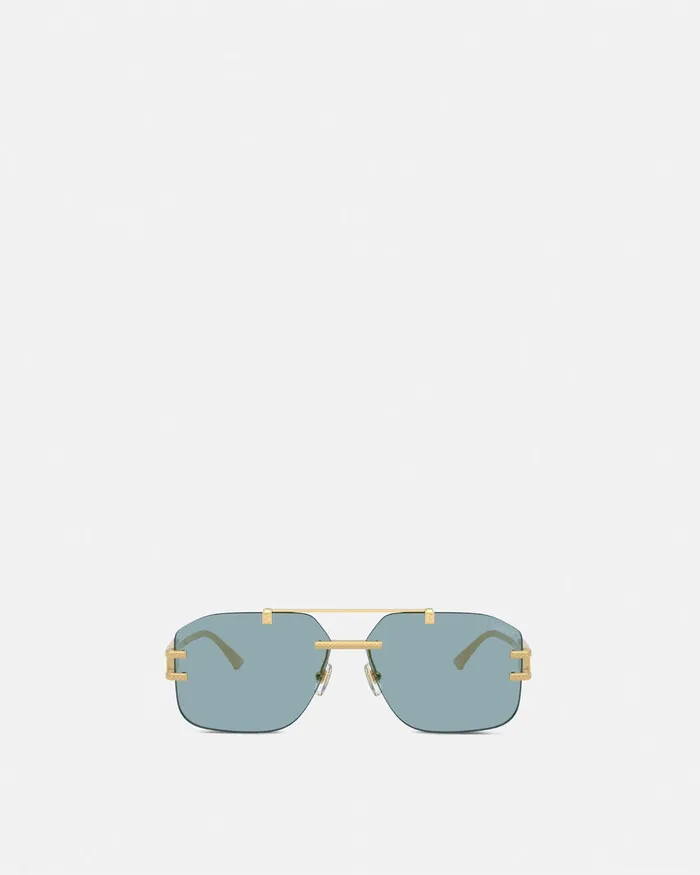 Sunglasses Men Versace Damier Plaque Sunglasses Blackgold