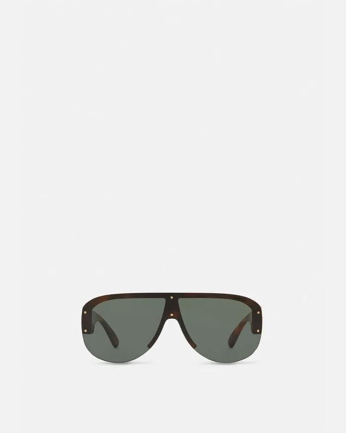Sunglasses Men Versace Medusa Biggie Shield Sunglasses Havana