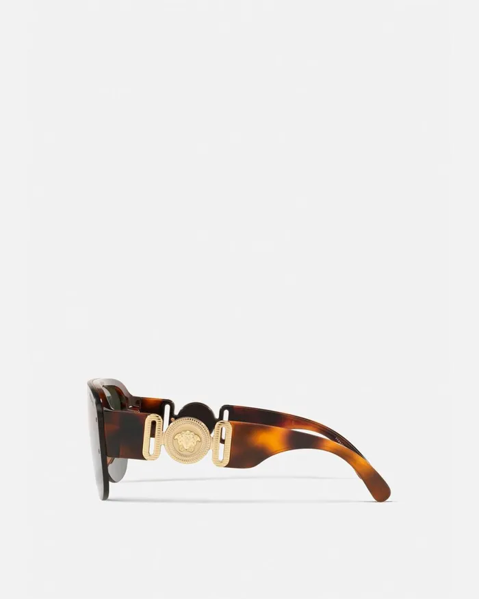 Sunglasses Men Versace Medusa Biggie Shield Sunglasses Havana