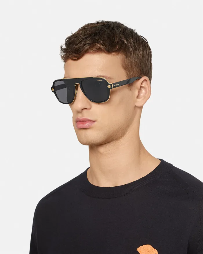 Sunglasses Men Versace Medusa Retro Charm Sunglasses Black
