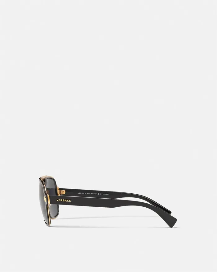 Sunglasses Men Versace Medusa Retro Charm Sunglasses Black