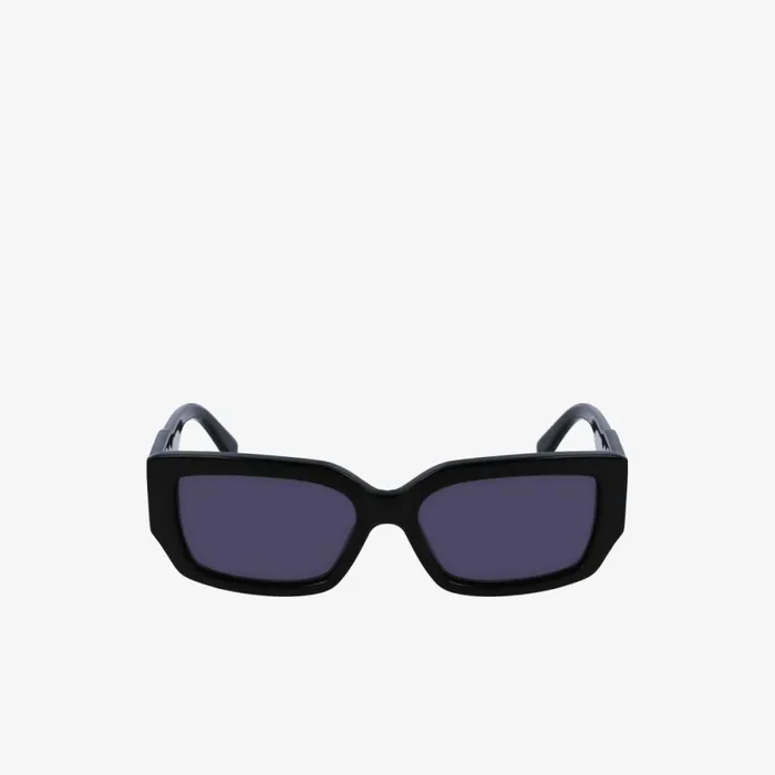 Sunglasses Women Lacoste Women039s Rectangle Acetate Monogram Sunglasses Matt Black 001