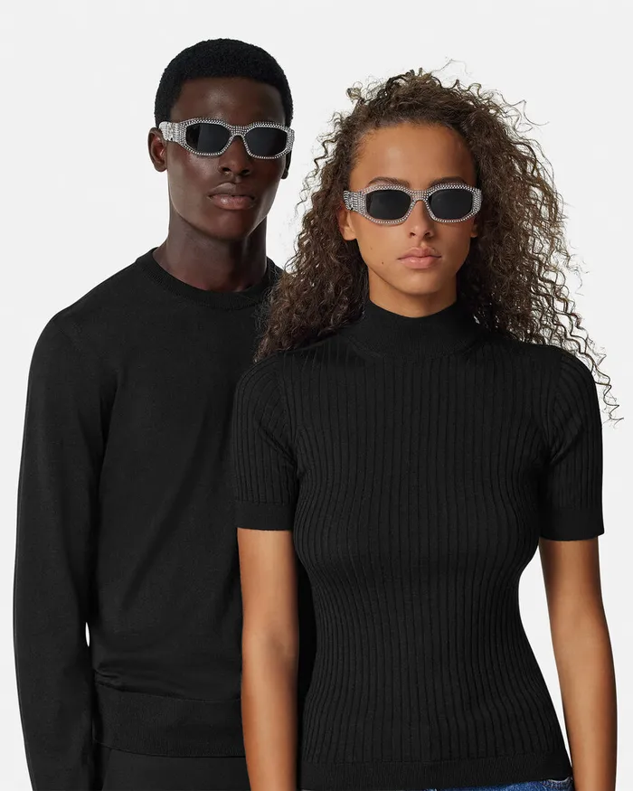 Sunglasses WomenMen Versace Crystal Medusa Biggie Sunglasses Transparent