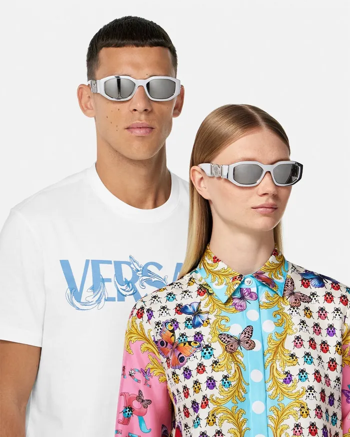 Sunglasses WomenMen Versace Medusa Biggie Chrome Sunglasses Silver