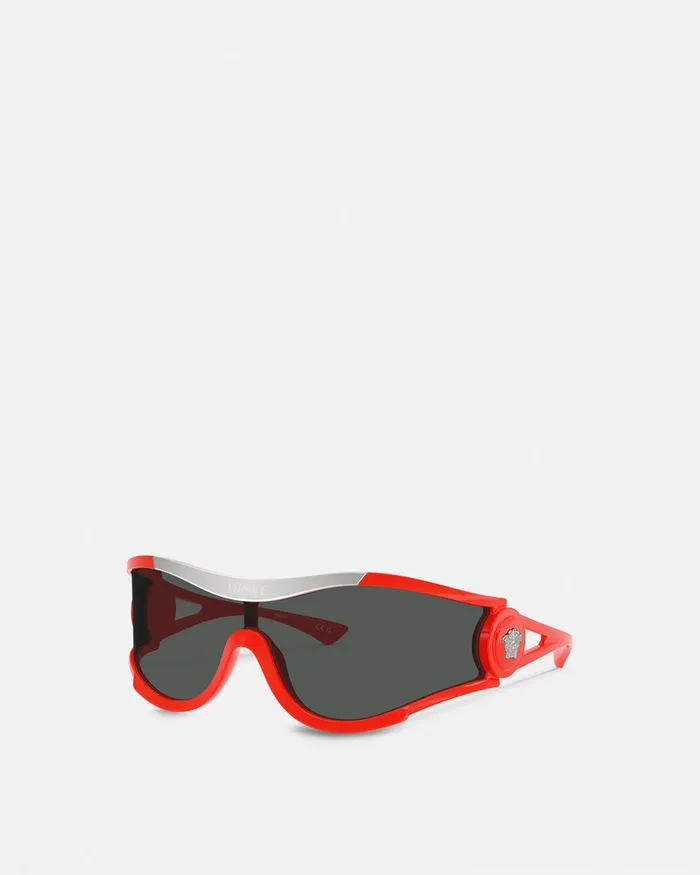 Sunglasses WomenMen Versace Medusa Medallion Shield Sunglasses Red